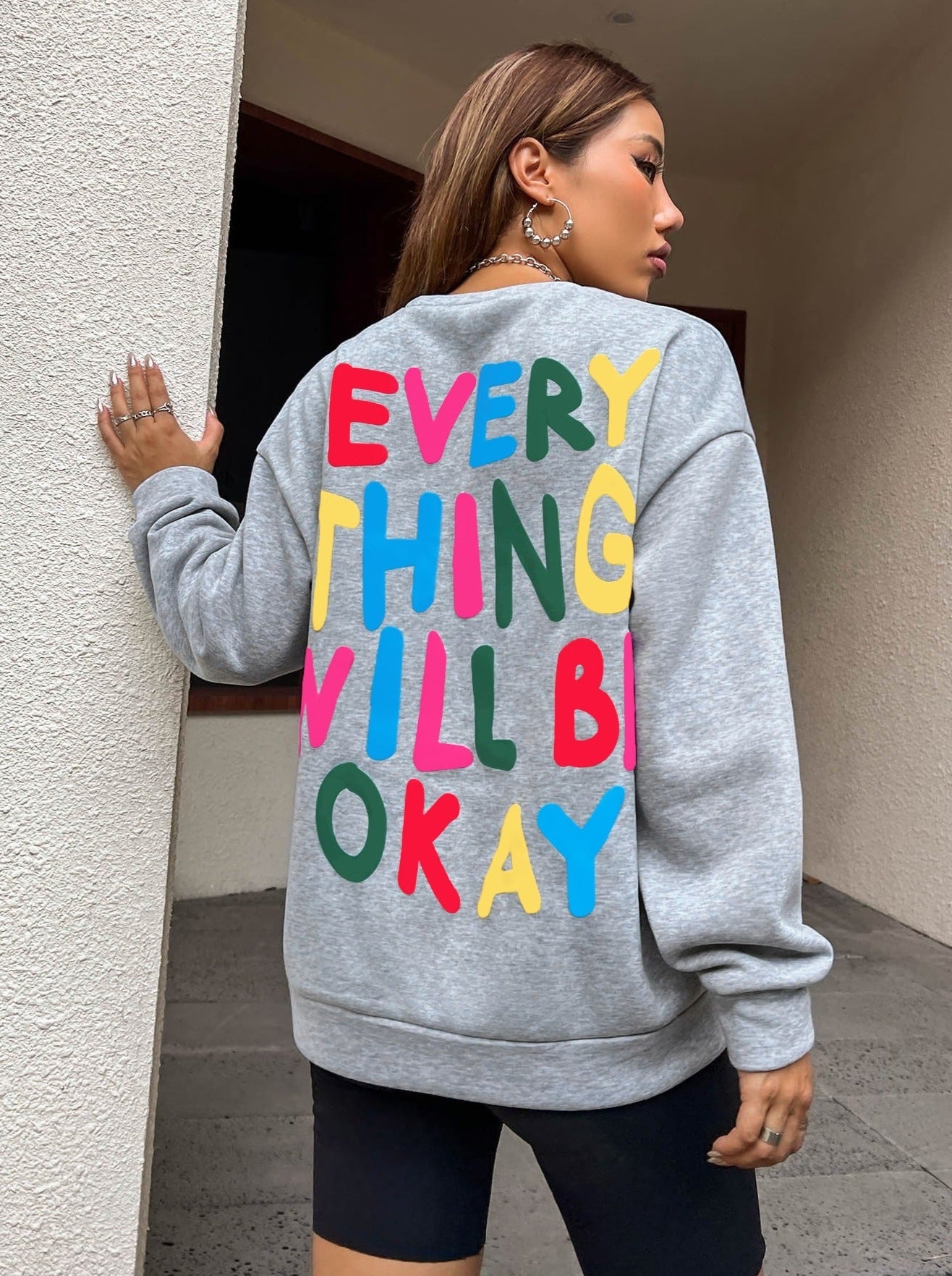 Casual Streetwear Letter Printed Pullover Sweatshirt