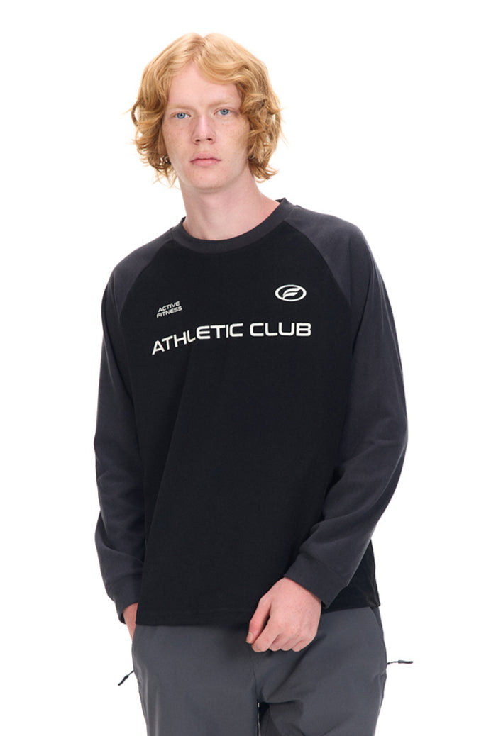 Langarm Sportshirt Athletic Club Kontrast Raglan-Sleeves Bequem Lässig