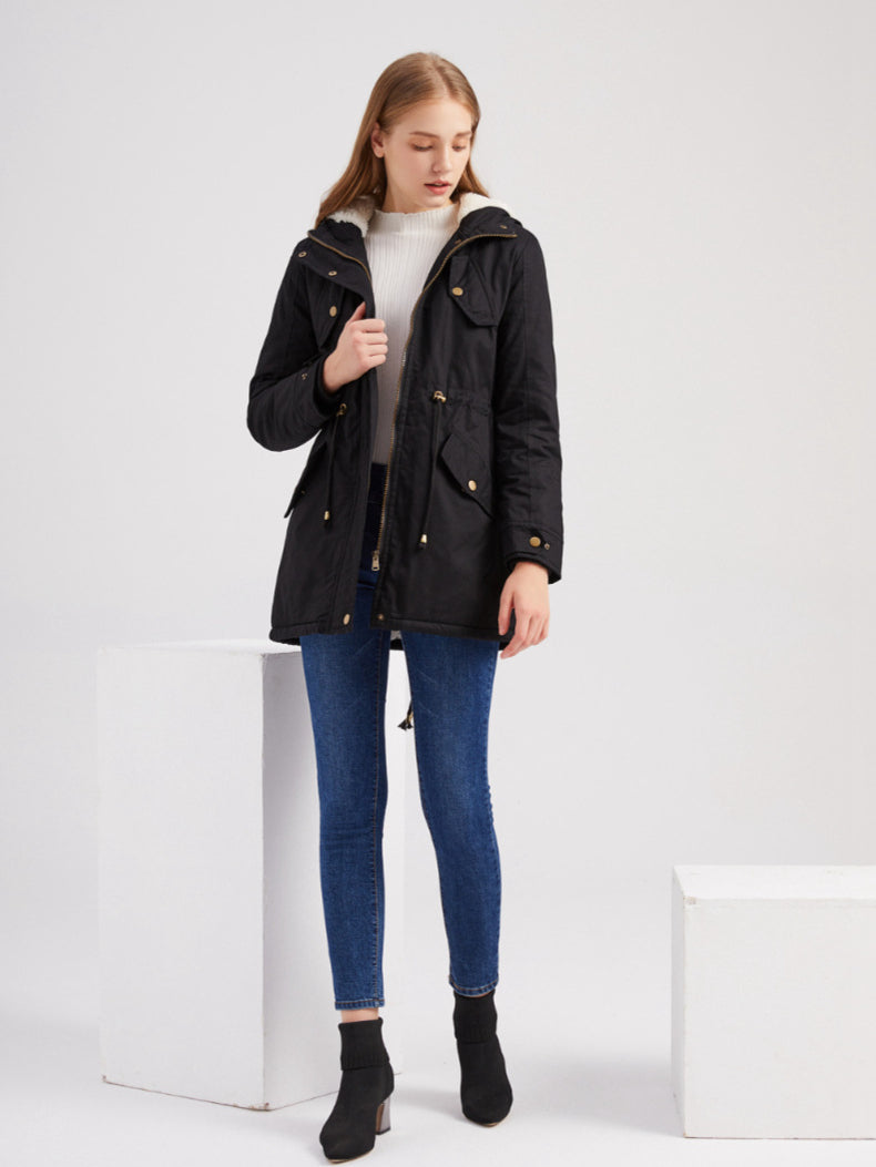 Damen Winterjacke mit Kapuze Parka Übergangsjacke 