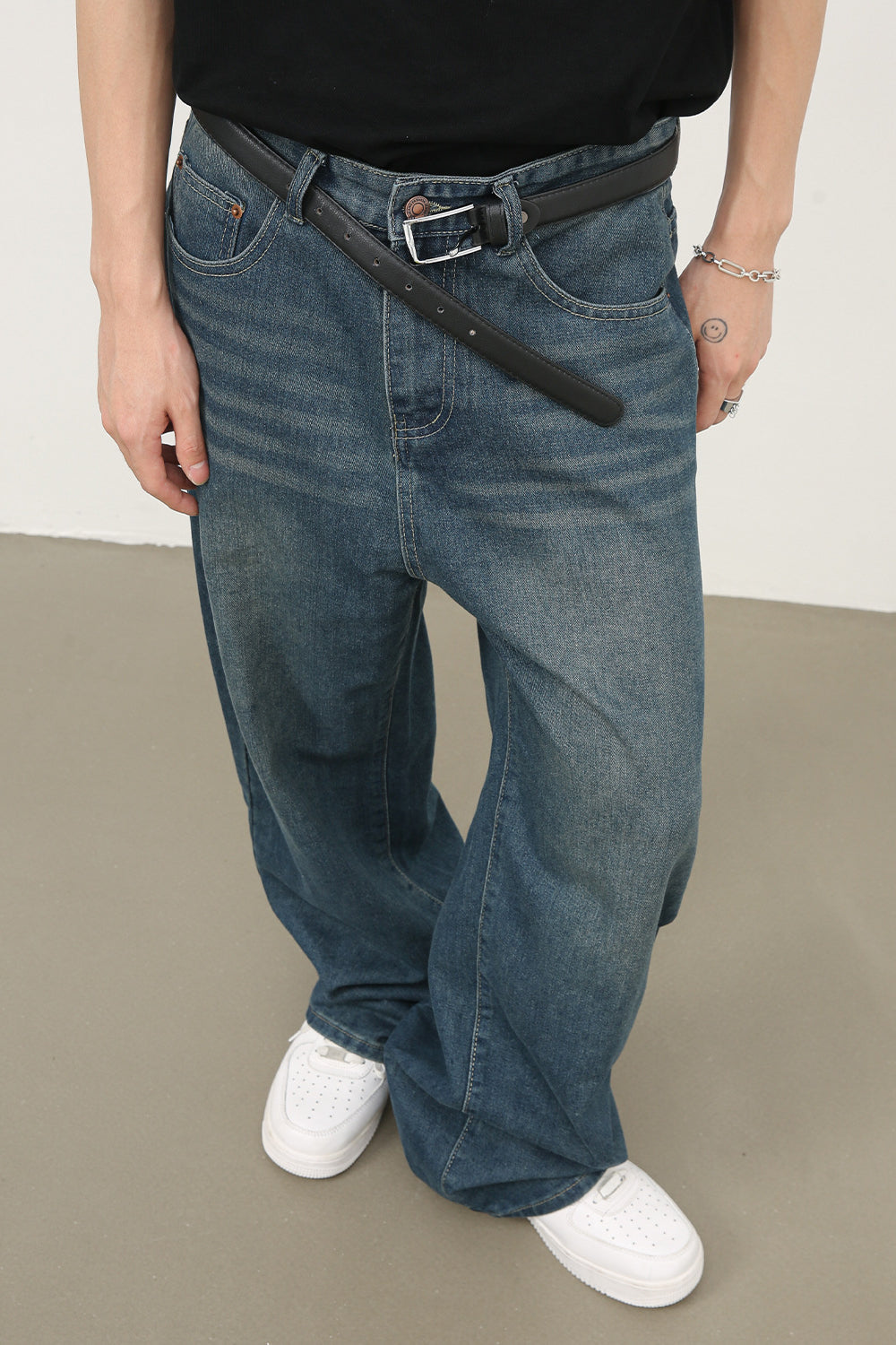 Vintage-Jeans mit weitem Bein für Herren