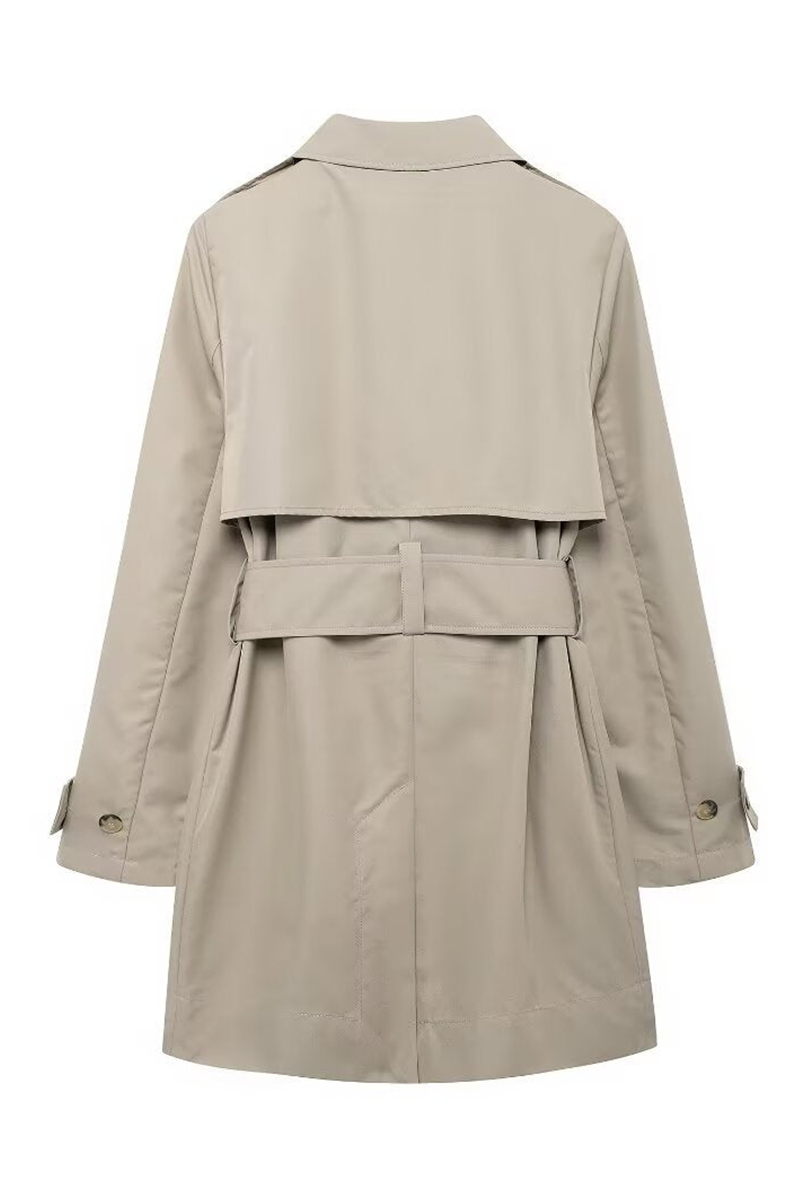 Damen Trenchcoat Beigefarben Klassisch Kurzmantel Herbst