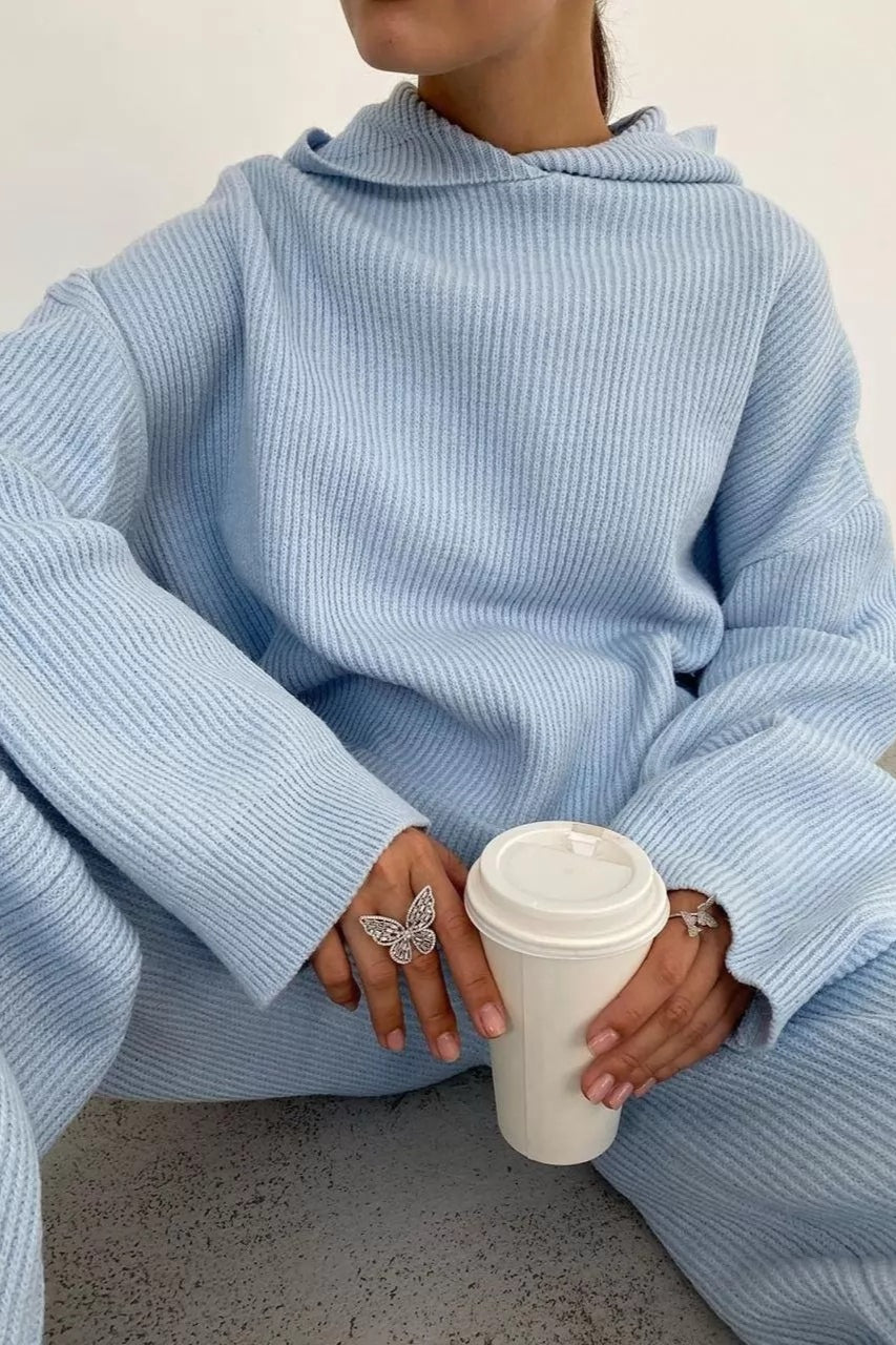 Casual Oversized Knit Sweater and Pants Set