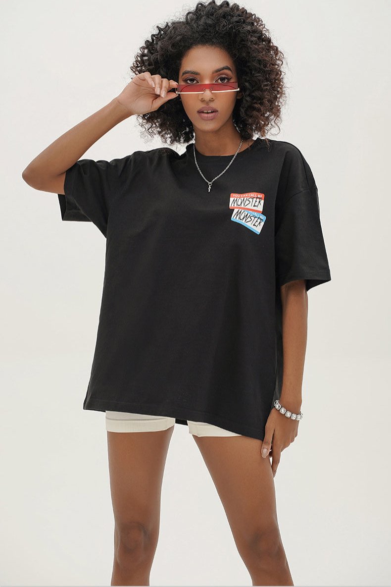 Black Trendy Heavy Printed Cotton T-Shirt