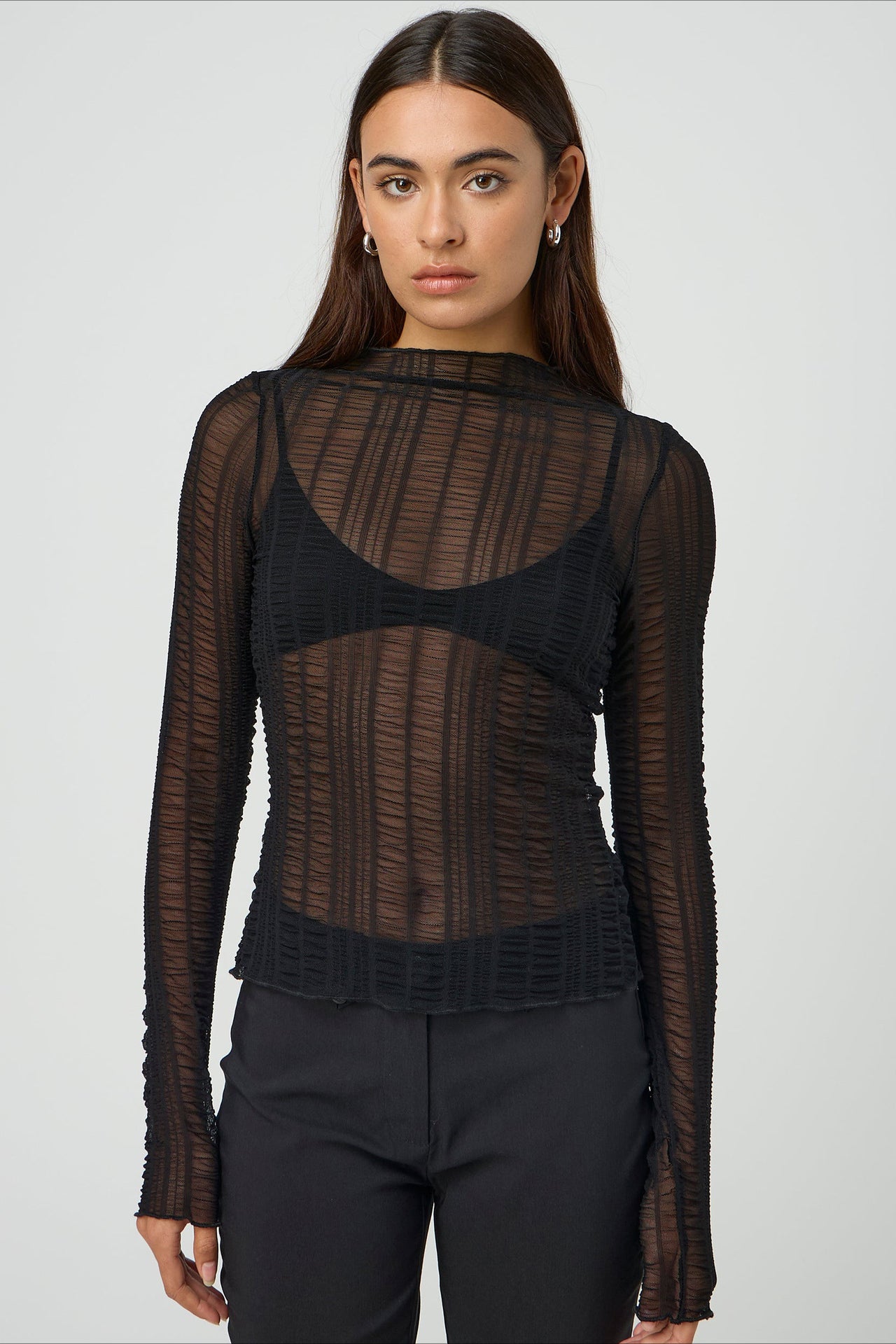 Women's Sheer Long Sleeve Mesh Shirt