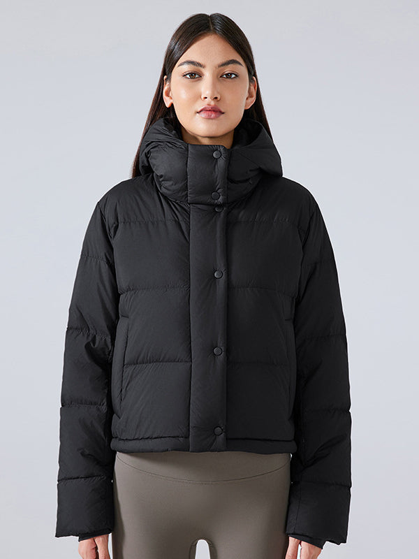 Gekürzte Damen Stepp-Pufferjacke mit Kapuze Modisch