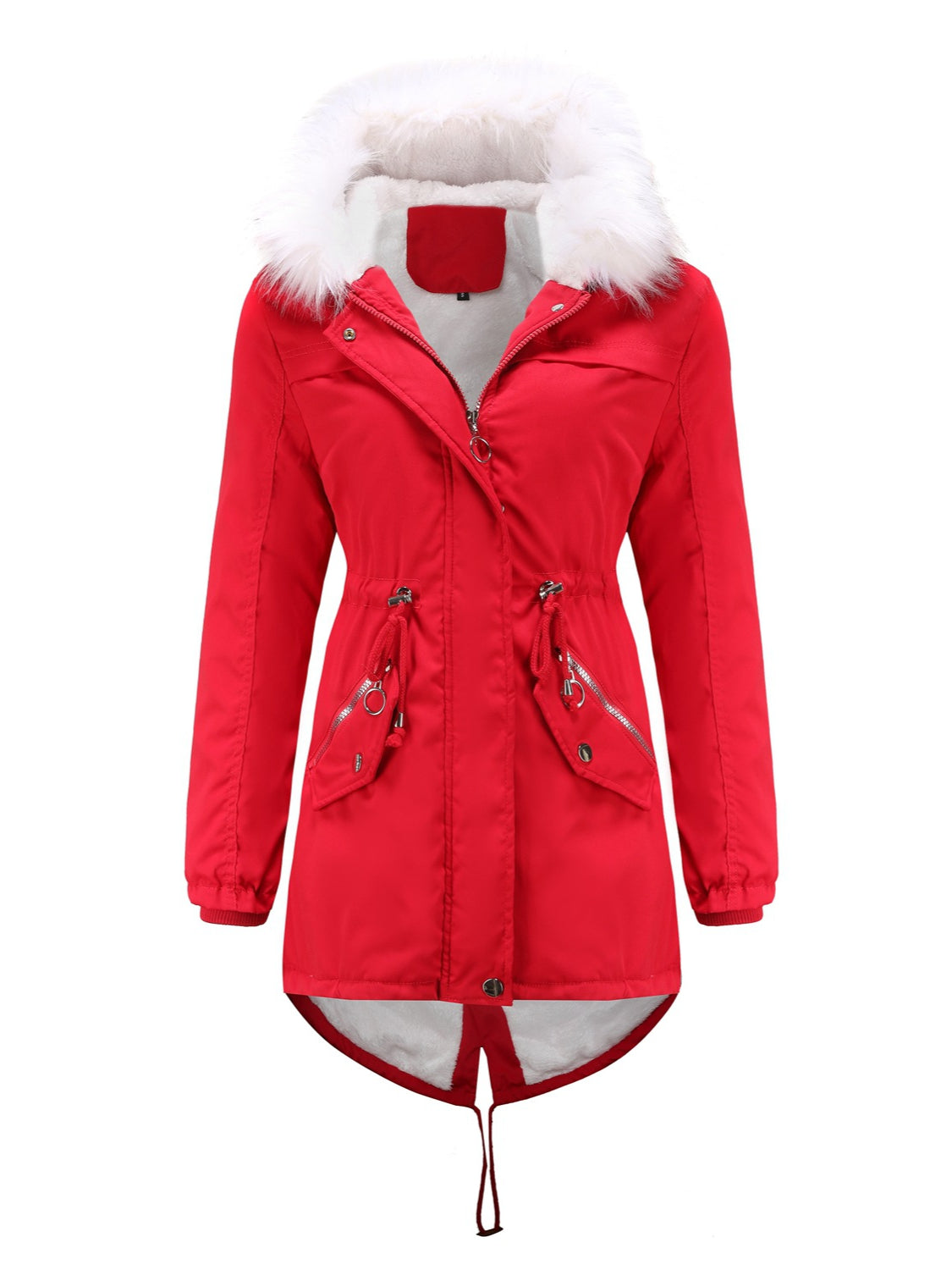 Parka Damen Mit Fellkapuze – Warme Winterjacke Mit Taillenzug