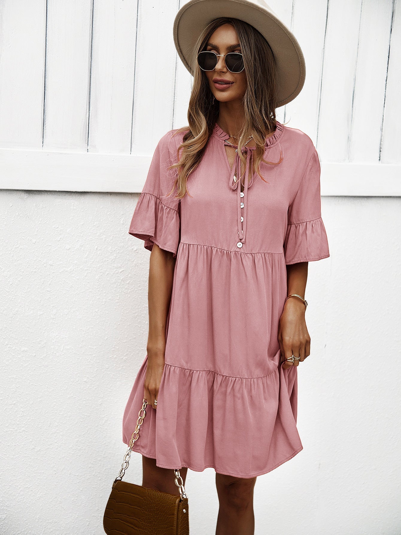 Pink Layered A-Line Dress