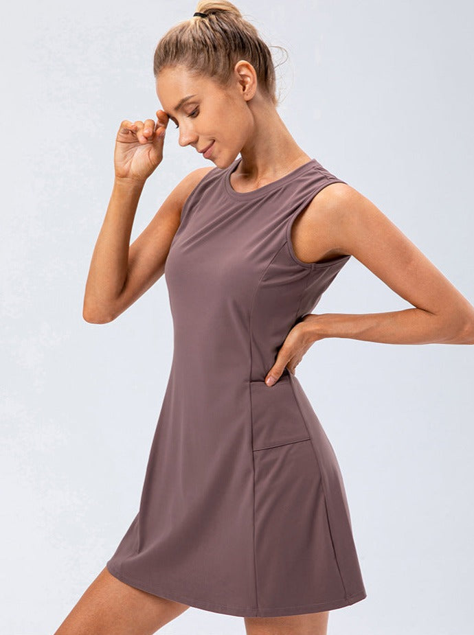 Braunes, lässiges, einteiliges Tenniskleid für Damen 