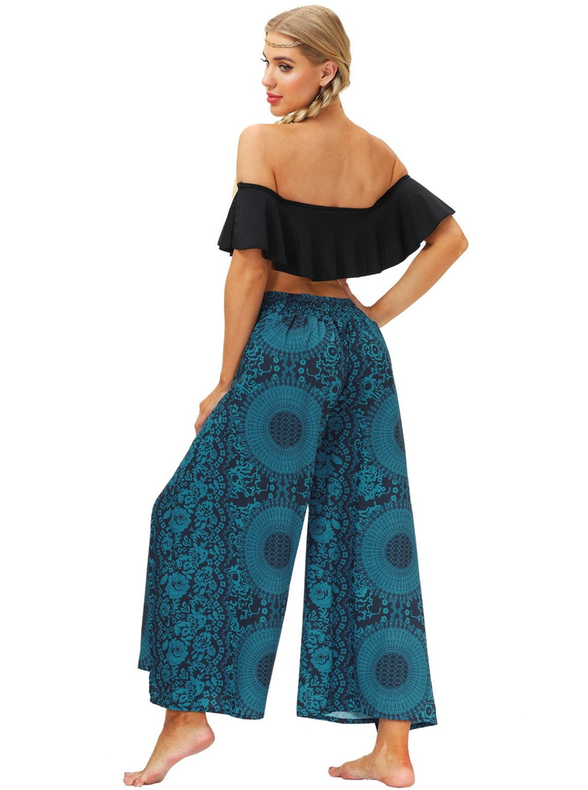 Wide-Leg Digital Printed Outdoor Pants