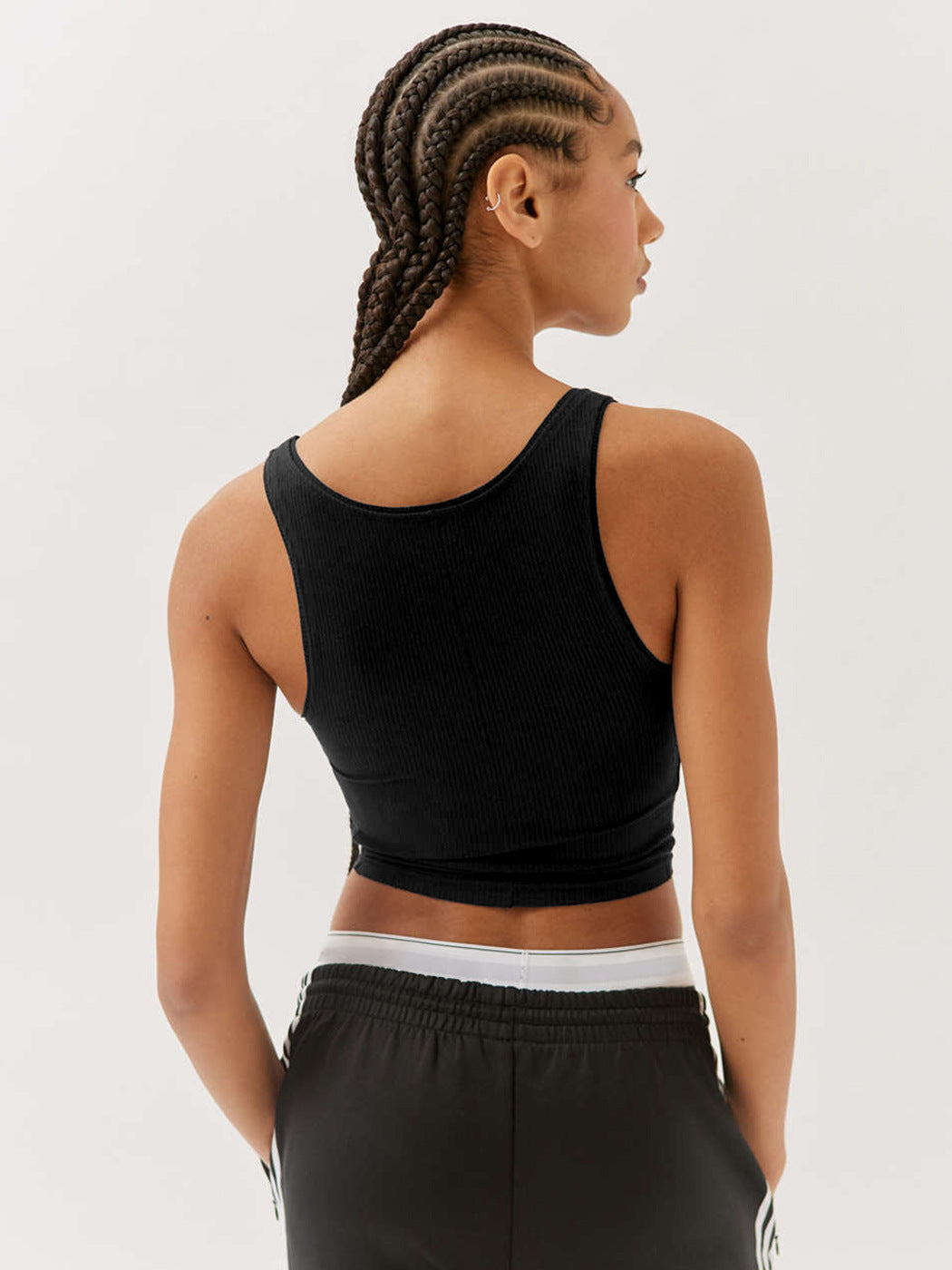 Schwarzes, Elegantes, figurbetontes Strick-Crop-Top 