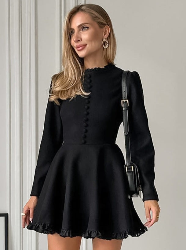 Elegant Black Long Sleeve Dress