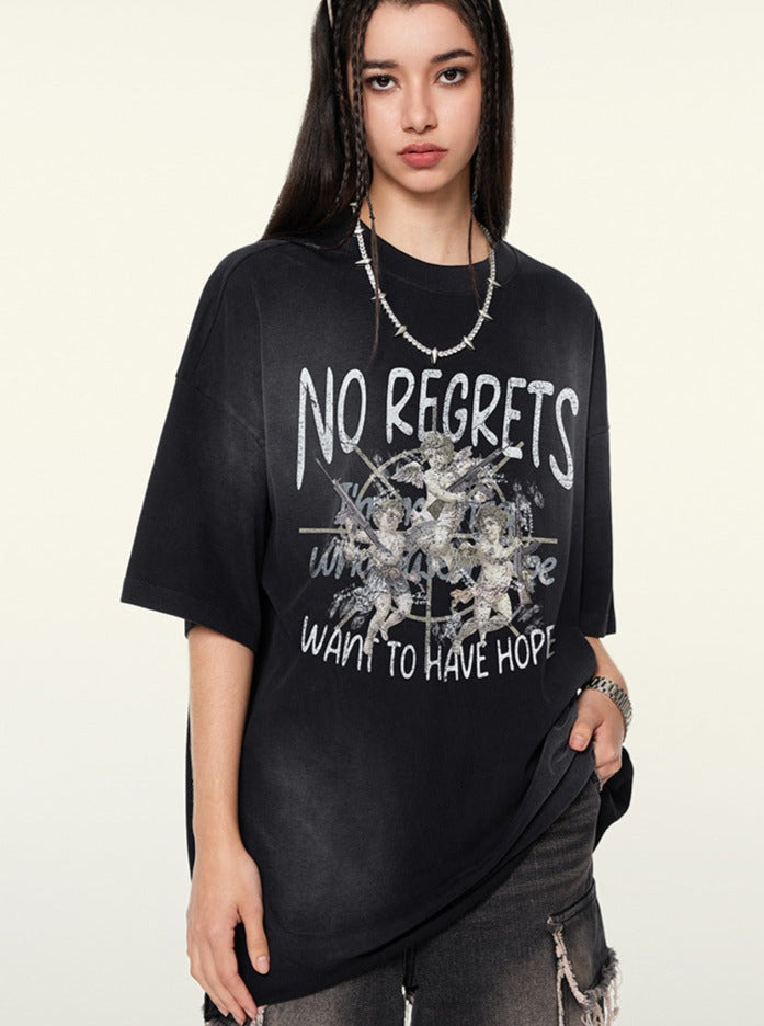 Halbarm-T-Shirts im Distressed-Look mit Retro-Print 