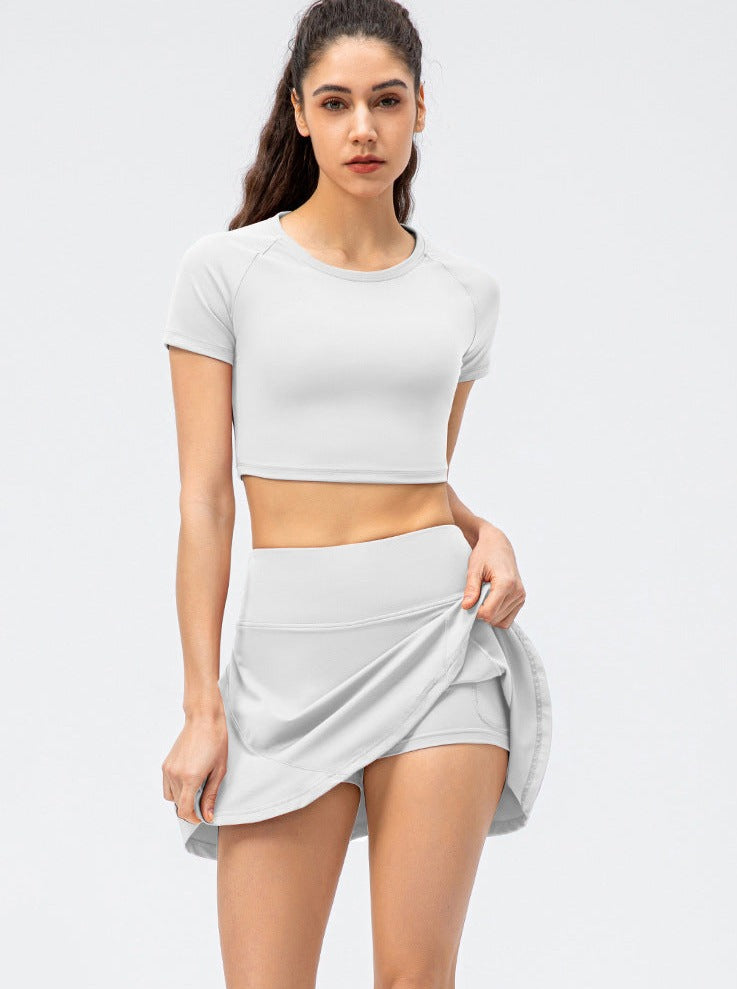 White Running Dance Training Fitness Skirt