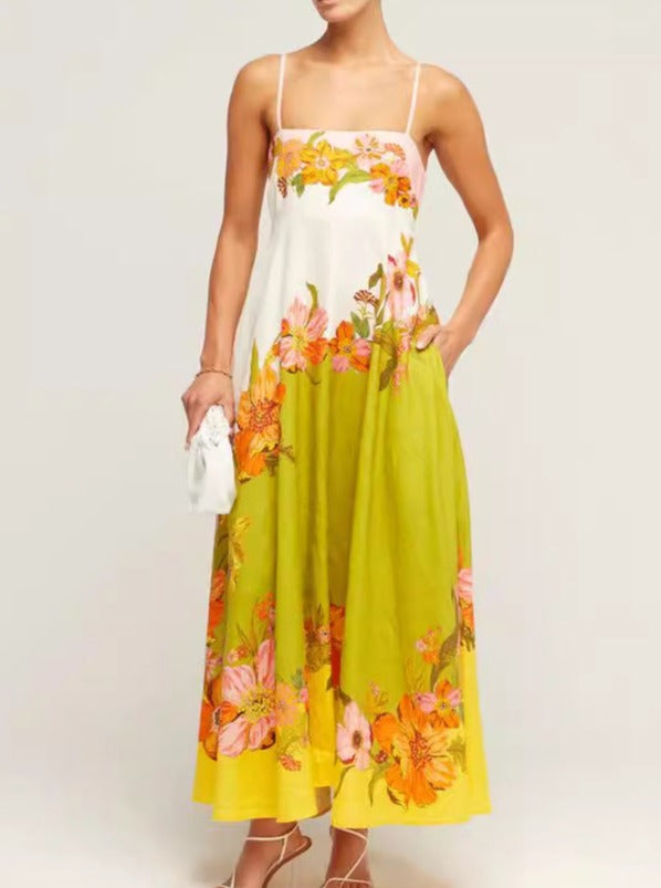 Colorblock Floral Printed Sundress