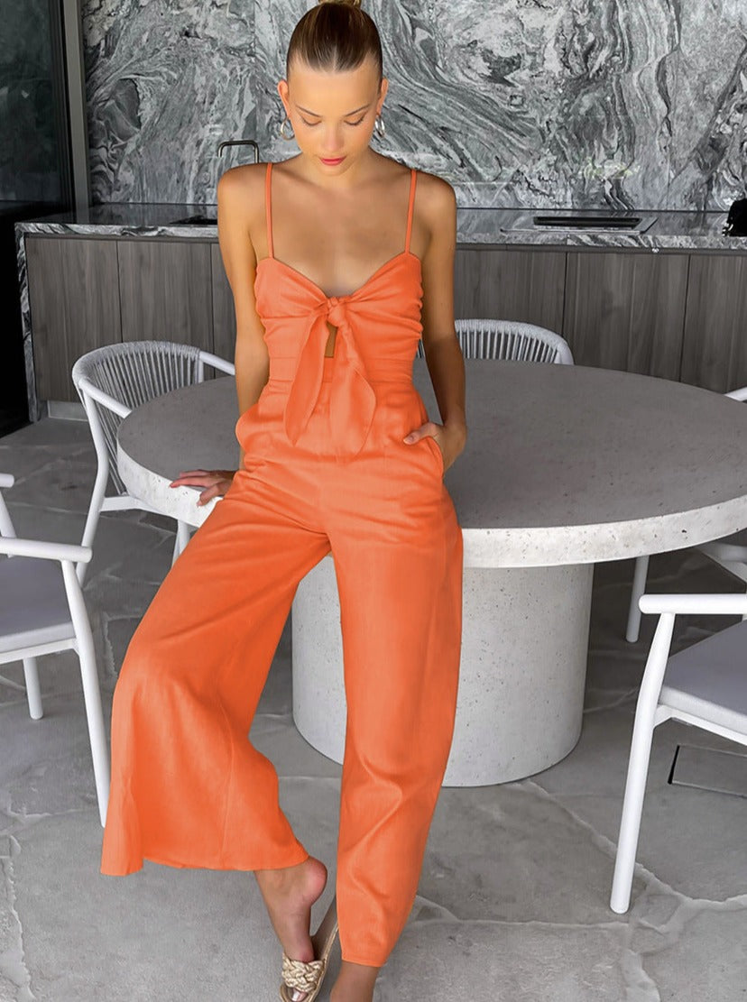 Jumpsuit mit Bändern in verkaufter Farbe