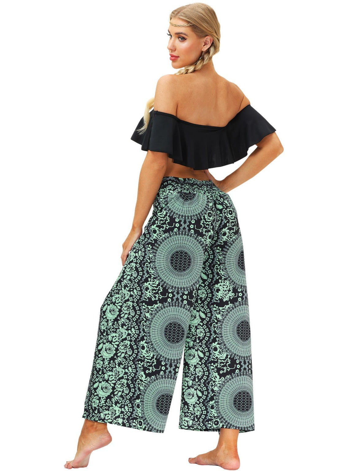 Wide-Leg Digital Printed Loose Pants