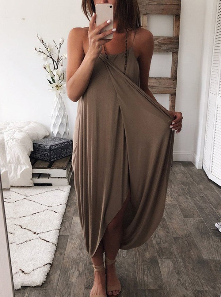 Airy Loose Asymmetrical Sleeveless Maxi Dress