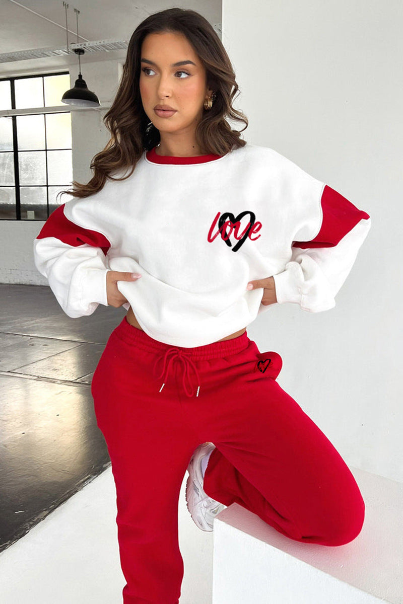 Set aus Sweatshirt und lässiger Hose mit „Love“-Aufdruck für Damen