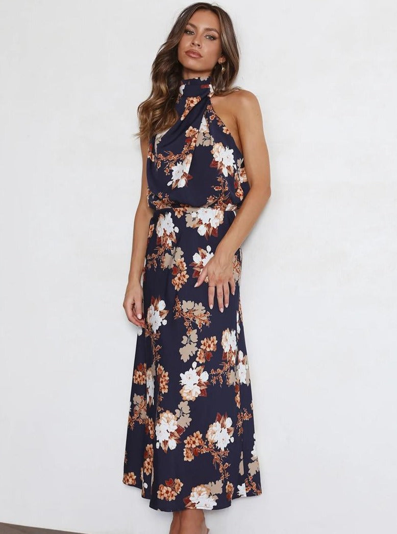 Floral Satin Party Summer Dress