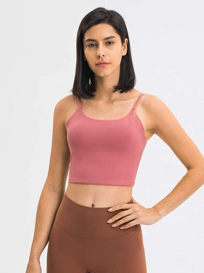 Peach Pink Sleeveless Sport Yoga Crop Top