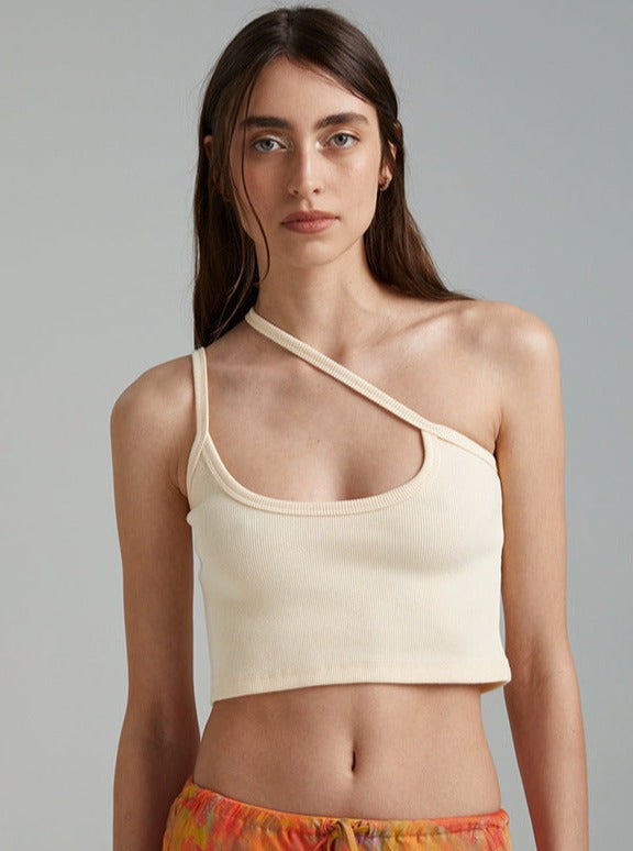 Asymmetrisches One-Shoulder-Crop-Top 