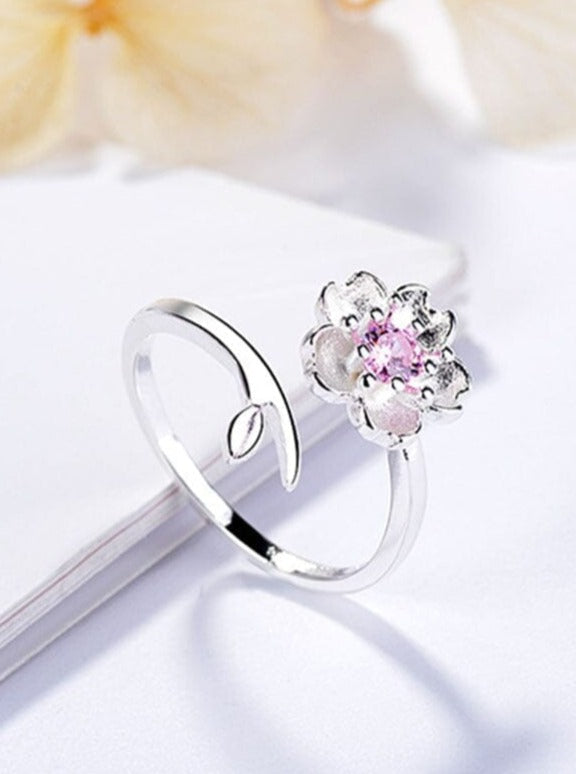 Silver Zircon Flower Ring Pinchbox 